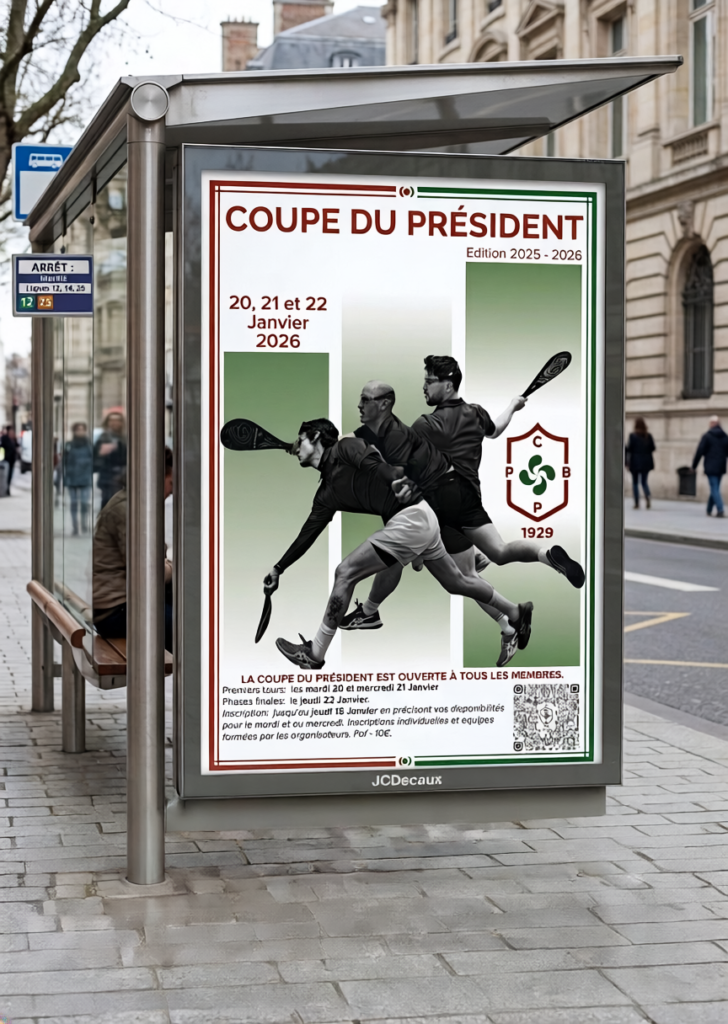 Affiche et graphisme pour le Trinquet de la Cavalerie, club de pelote basque Paris