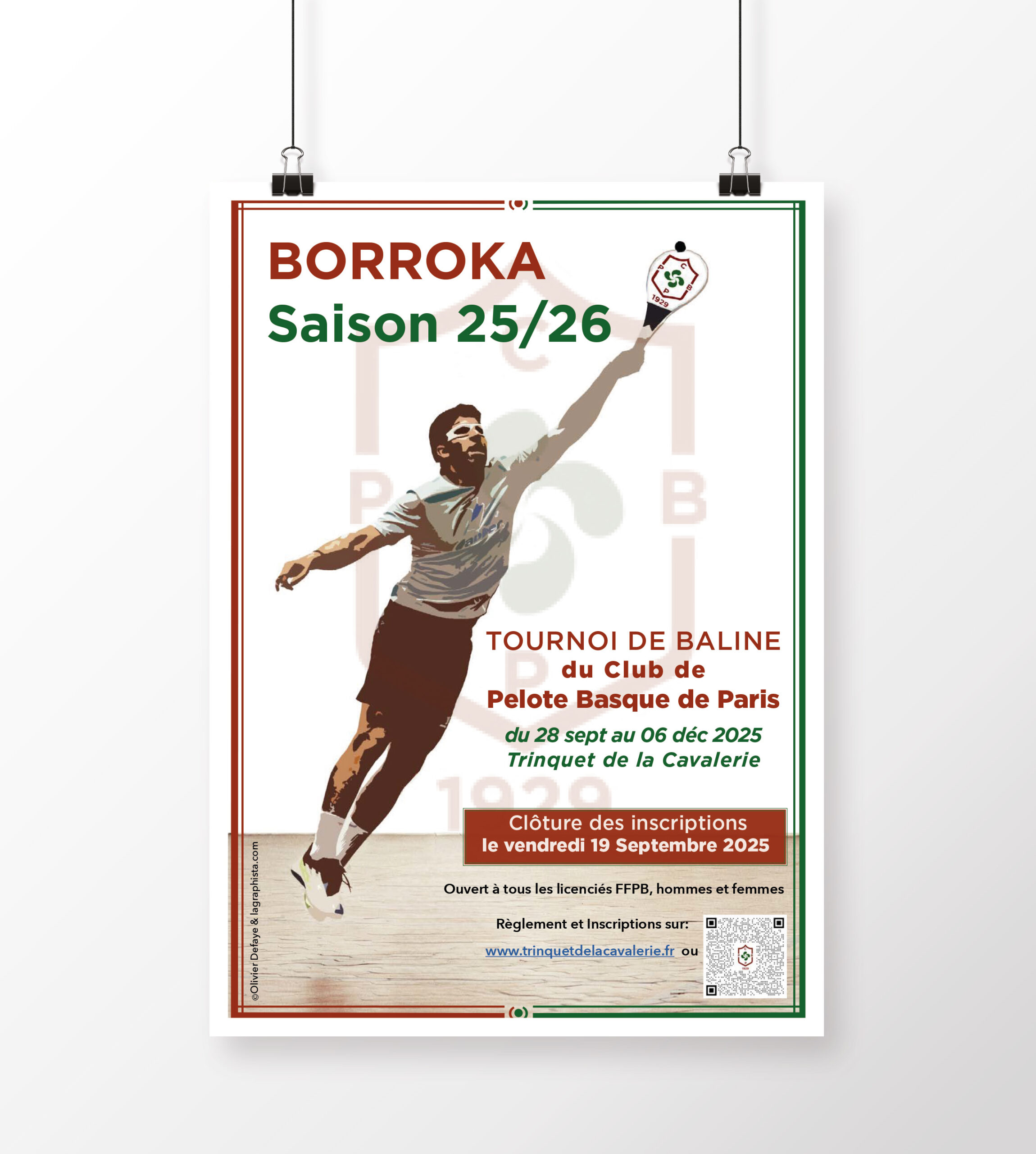 Affiche et graphisme pour le Trinquet de la Cavalerie, club de pelote basque Paris