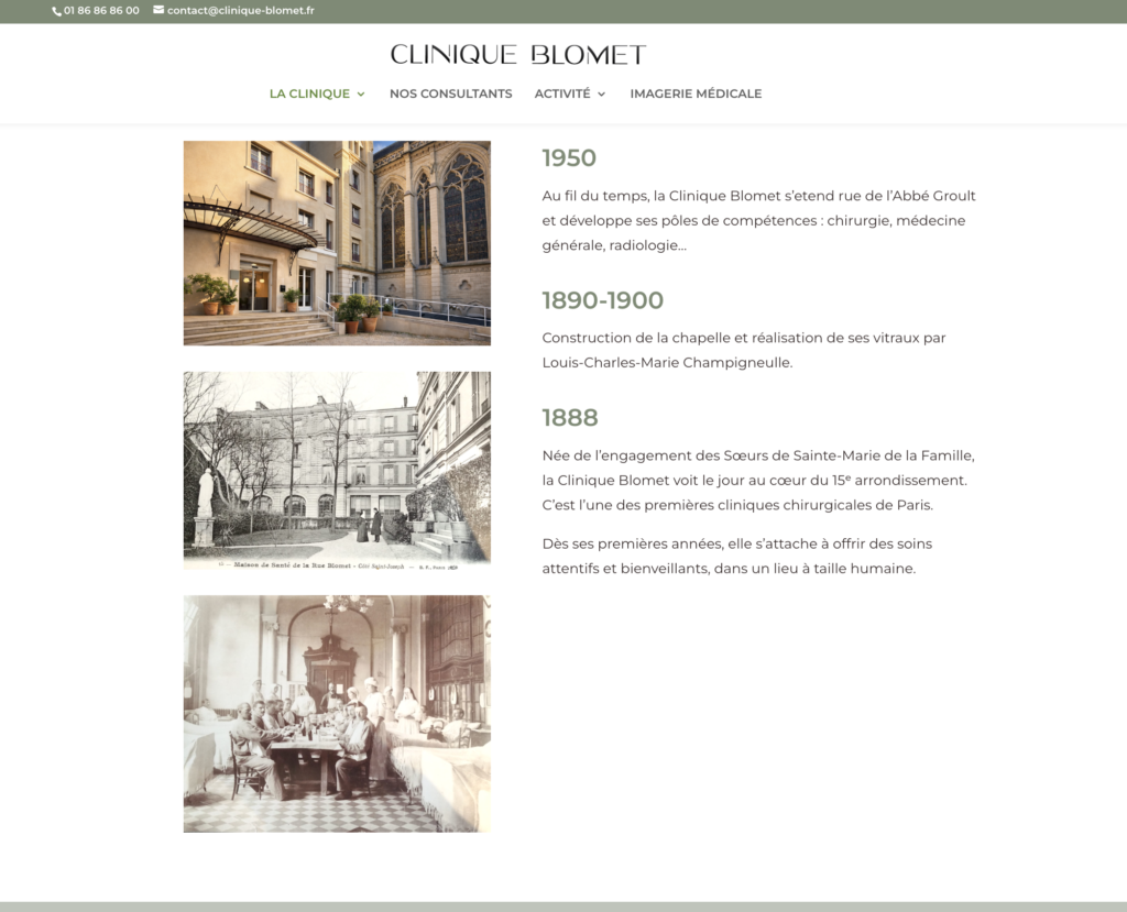 Refonte du site internet de la Clinique Blomet par Lagraphista, studio graphique Paris