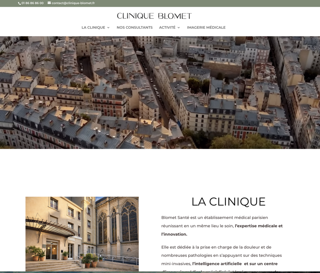 Refonte du site internet de la Clinique Blomet par Lagraphista, studio graphique Paris